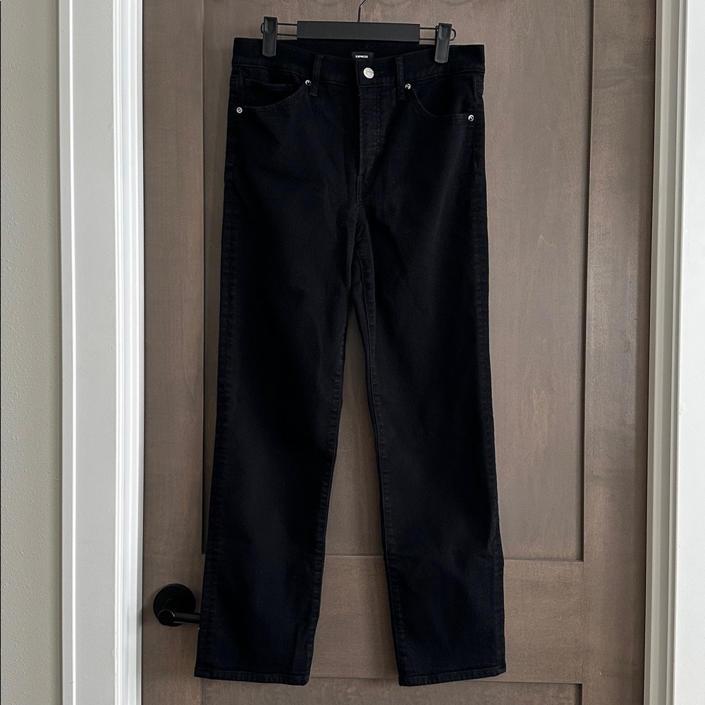 Express Black High Rise Straight Ankle Jeans Size 4 Long